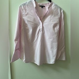 Banana Republic long sleeve popover, white and pink, size medium
